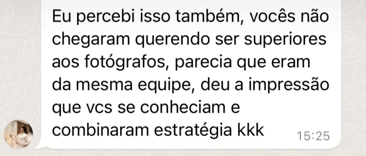 Depoimento sobre a integração com a equipe de fotografia