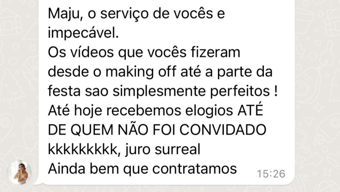 Depoimento sobre a qualidade dos vídeos do casamento
