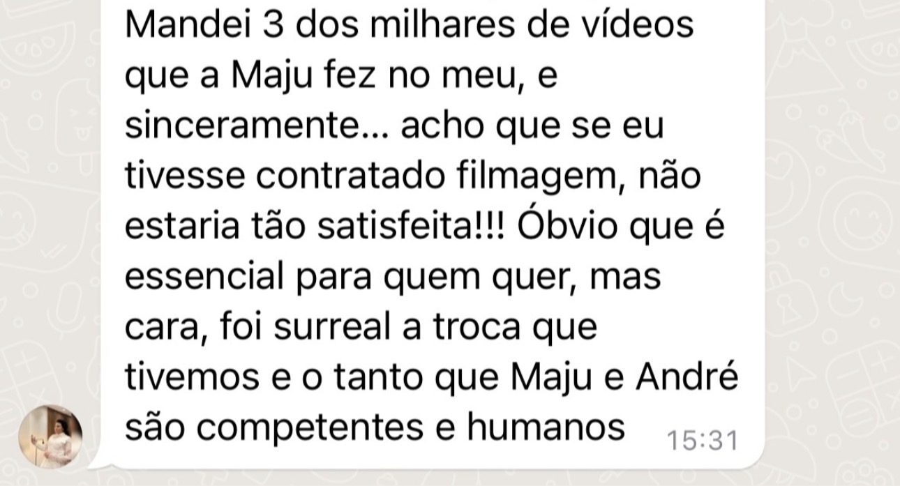 Depoimento sobre reviver o casamento pelos vídeos